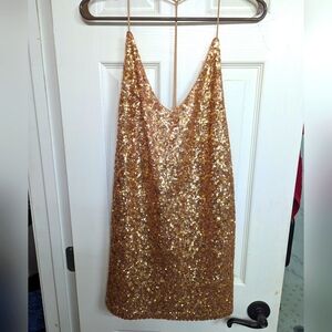 Gold Sequin Mini Dress